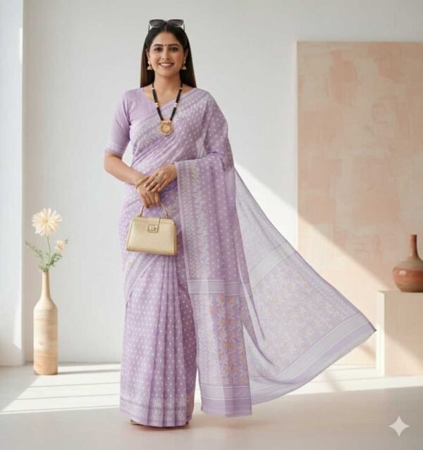 Purple Jamdani Cotton Saree