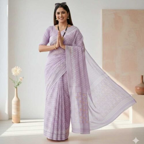 Purple Jamdani Cotton Saree