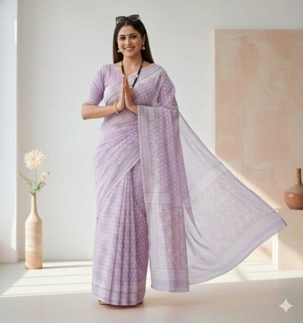 Purple Jamdani Cotton Saree
