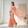Orange Jamdani Cotton Saree