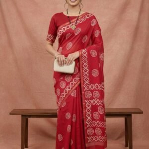 Red Cotton Silk Saree