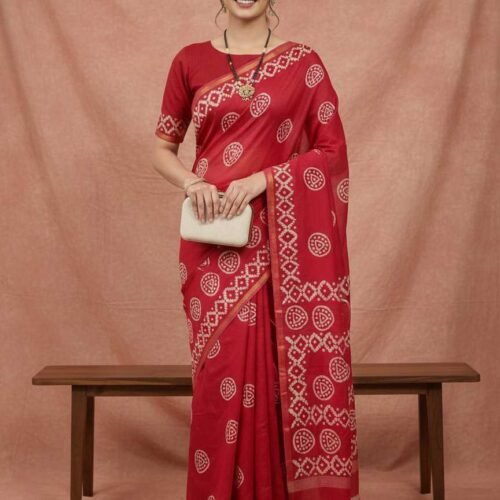 Red Cotton Silk Saree