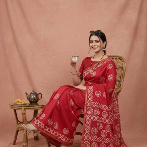 Red Cotton Silk Saree