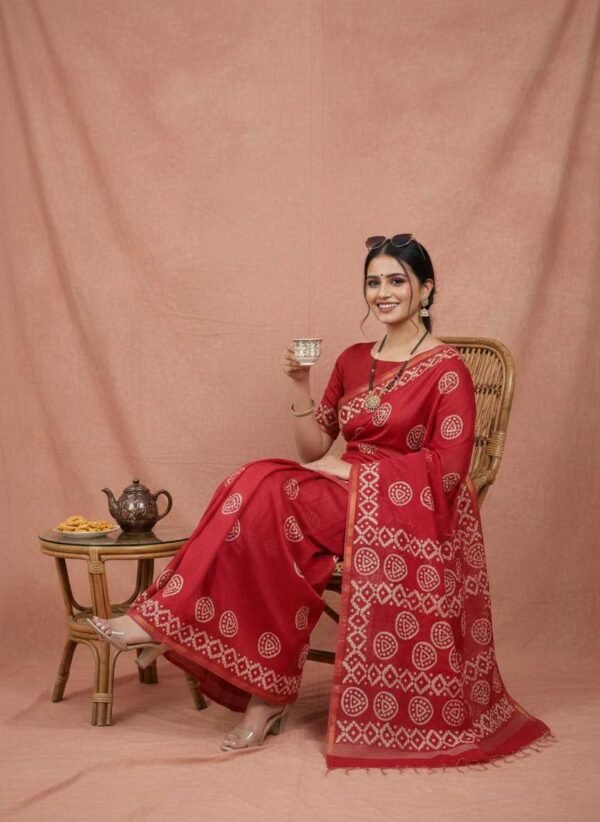 Red Cotton Silk Saree