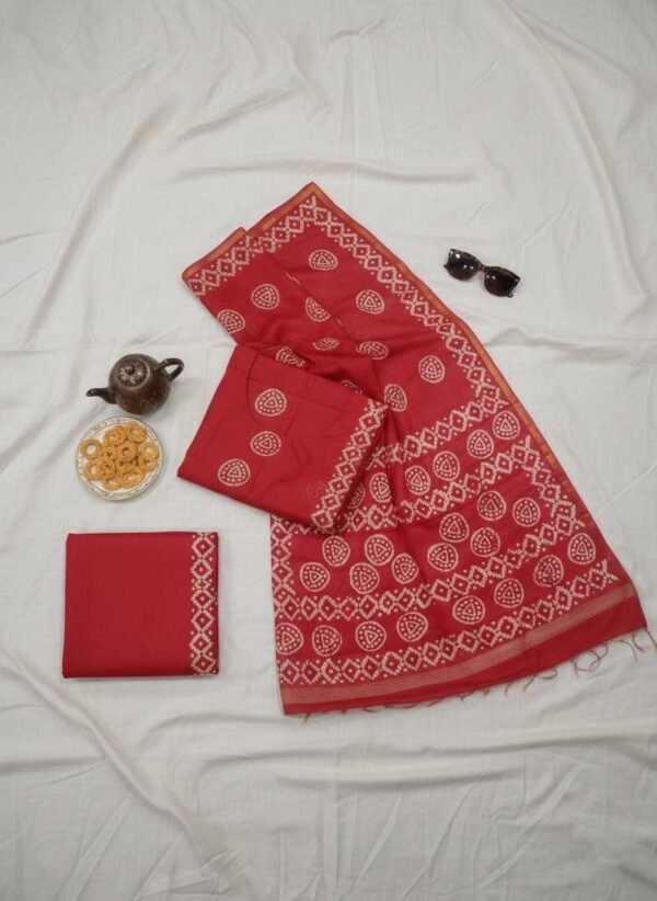 Red Cotton Silk Saree