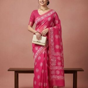 Pink Cotton Silk Saree