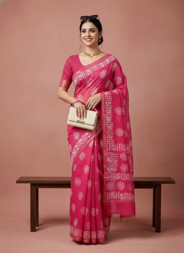 Pink Cotton Silk Saree