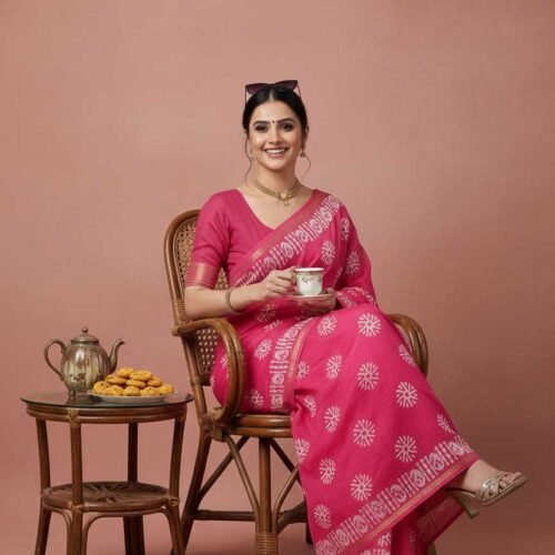 Pink Cotton Silk Saree