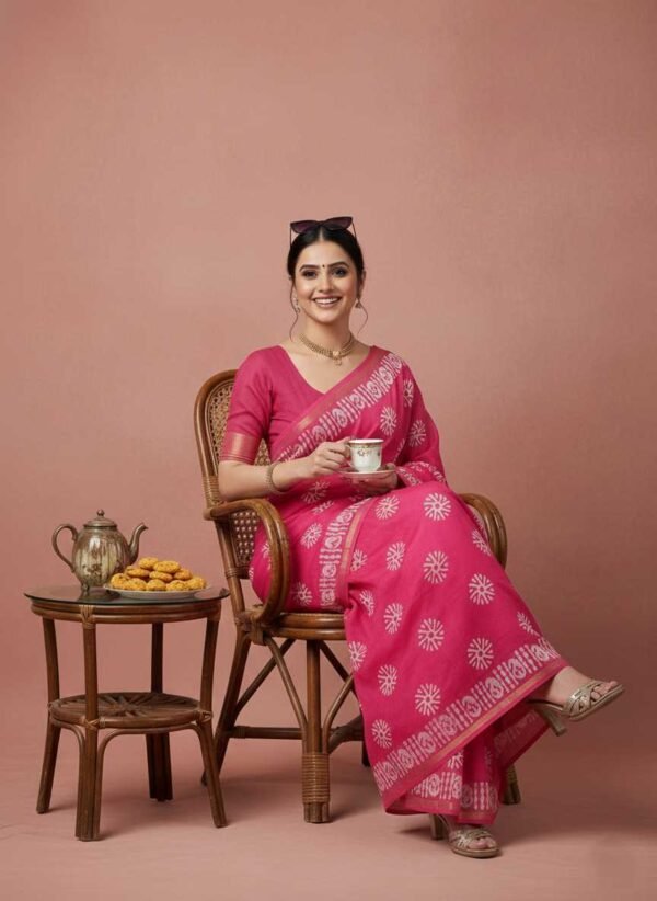 Pink Cotton Silk Saree