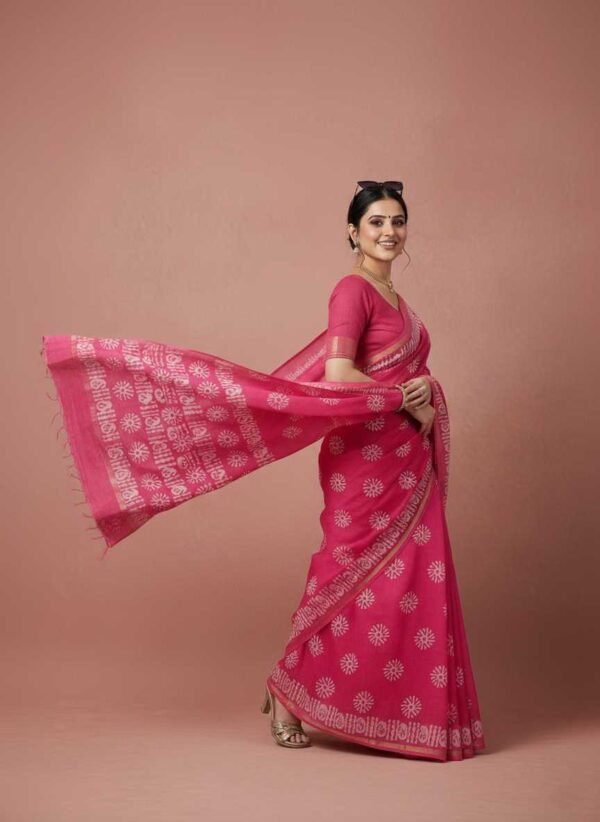 Pink Cotton Silk Saree