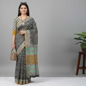 Black Mul Cotton Saree