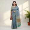 Blue Mul Cotton Saree
