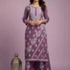 Mauve Chikan Stitched Suit