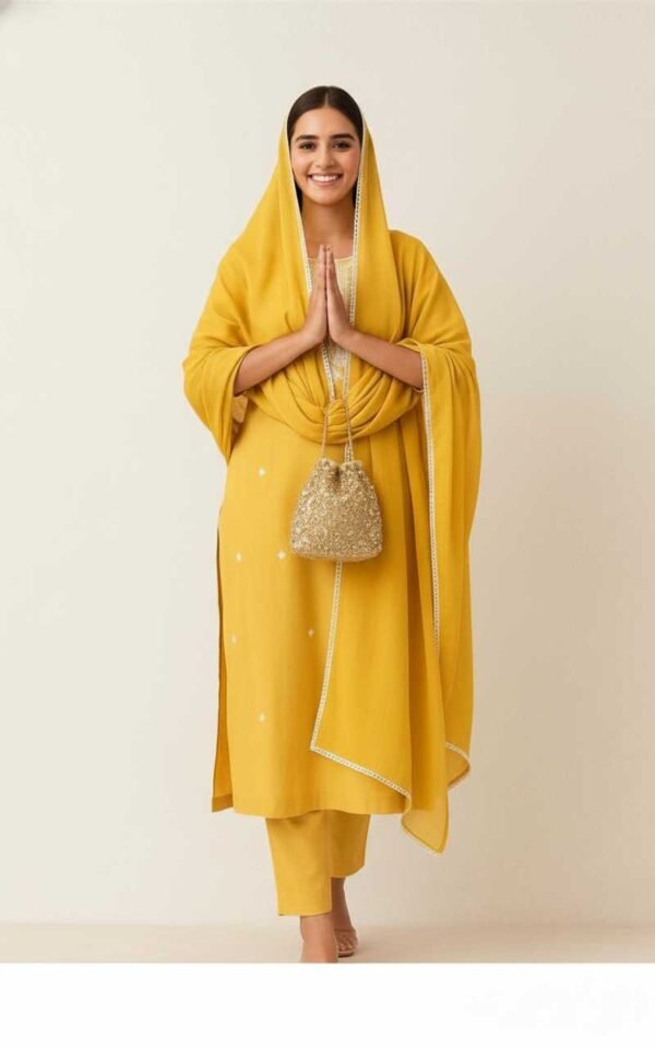 Yellow Cotton Stitched Suit