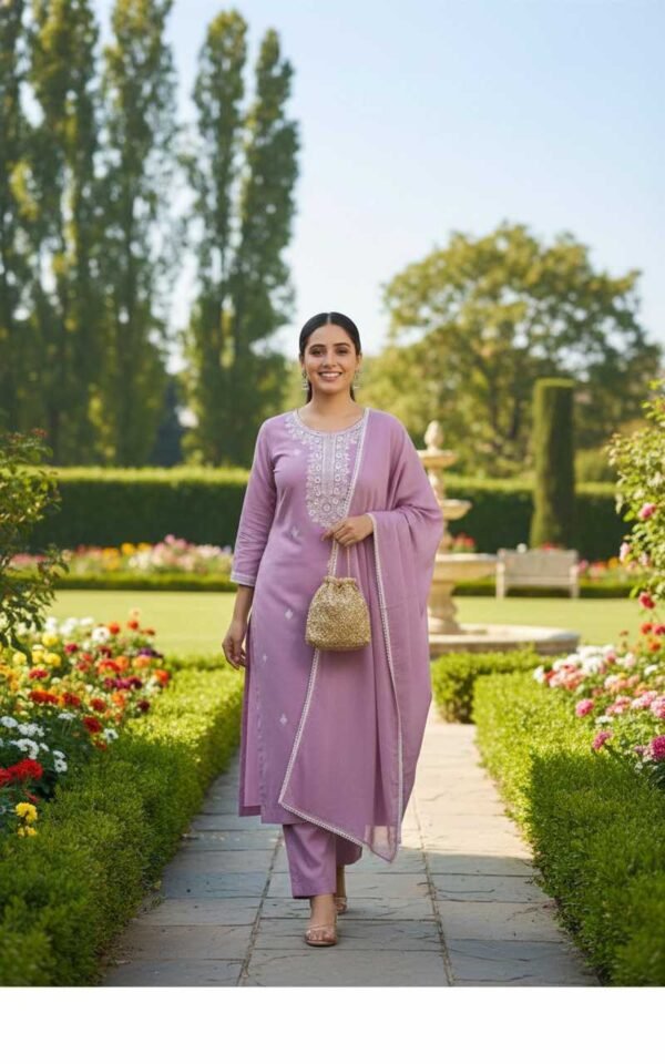 Lavendar Stitched Suit