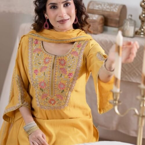 Designer Yellow Stitched Suit