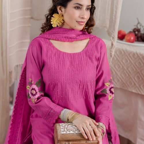 Magenta Stitched Suit