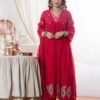 Red Anarkali Stitched Suit