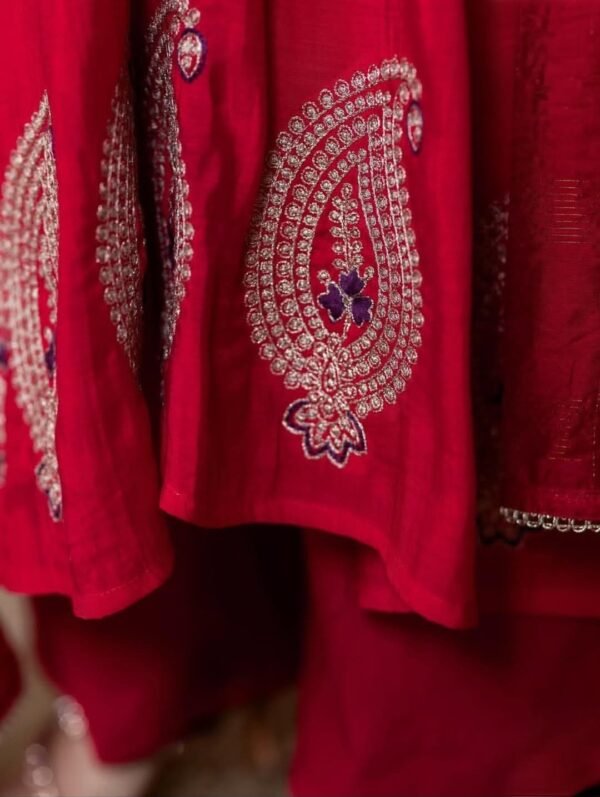 Red Anarkali Stitched Suit