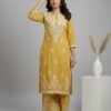 Yellow Chikan Stitched Suit