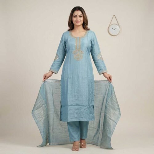 BS002383-2 peacock blue stitched suit