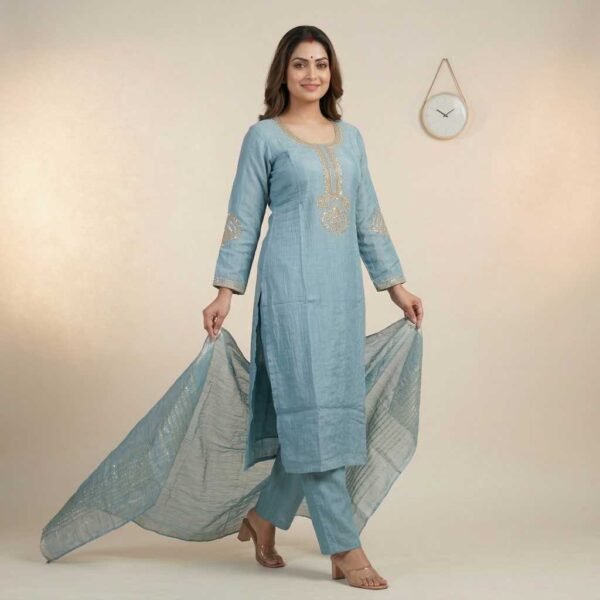 peacock blue stitched suit