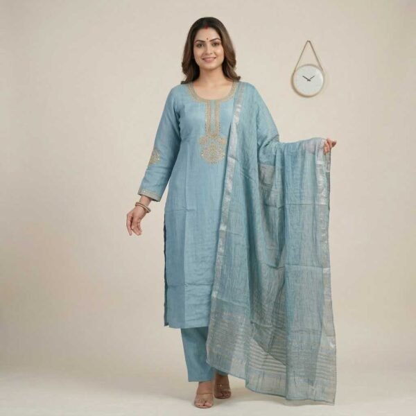 peacock blue stitched suit