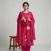 Pink mul chanderi stitched suit