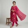 Pink mul chanderi stitched suit