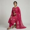 Pink mul chanderi stitched suit