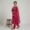 Pink mul chanderi stitched suit