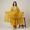 BS002385-1 Mustard mul chanderi stitched suit