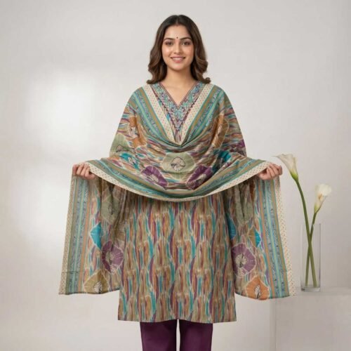 multicolor unstitched suit