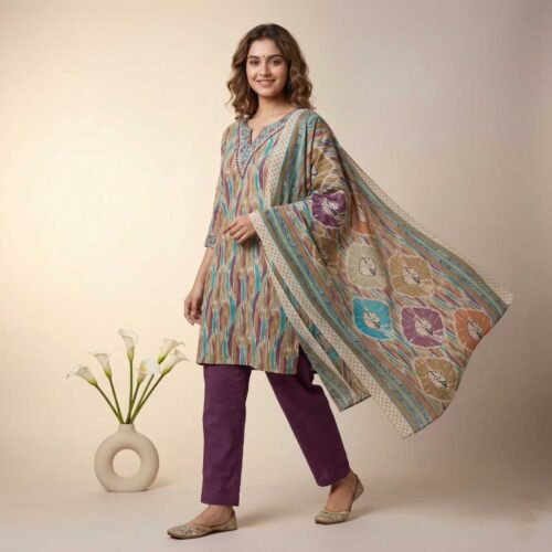multicolor unstitched suit