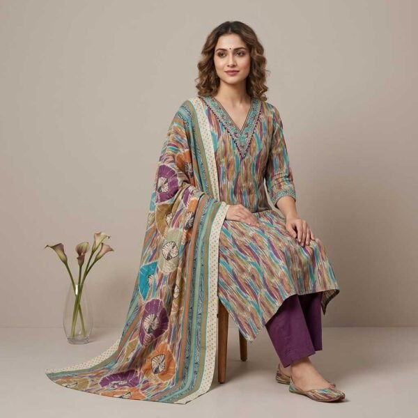 multicolor unstitched suit