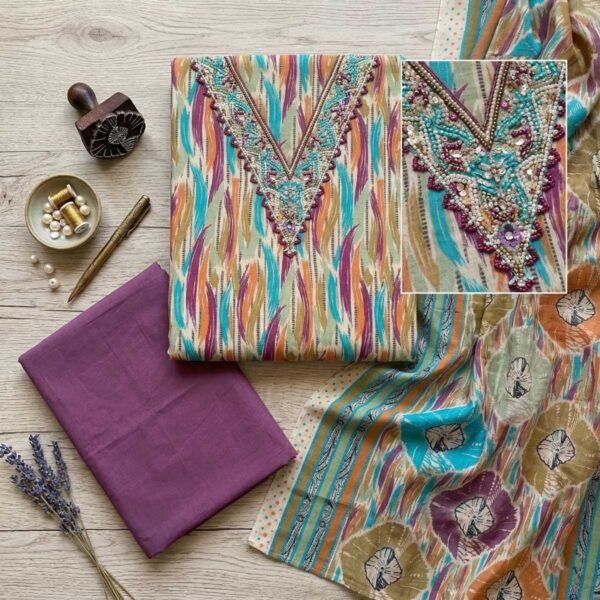 multicolor unstitched suit