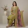 Mehandi green unstitched suit