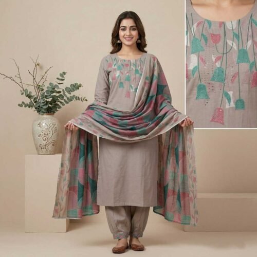 light grayish brown unstitched suit