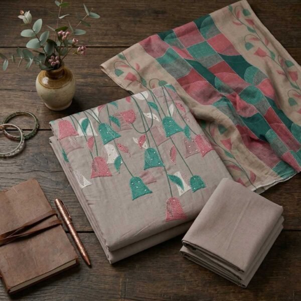 light grayish brown unstitched suit