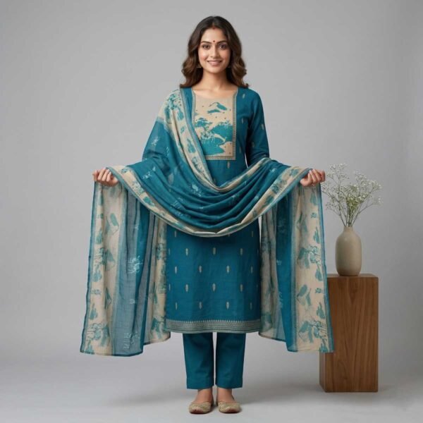 Peacock Blue Unstitched Suit