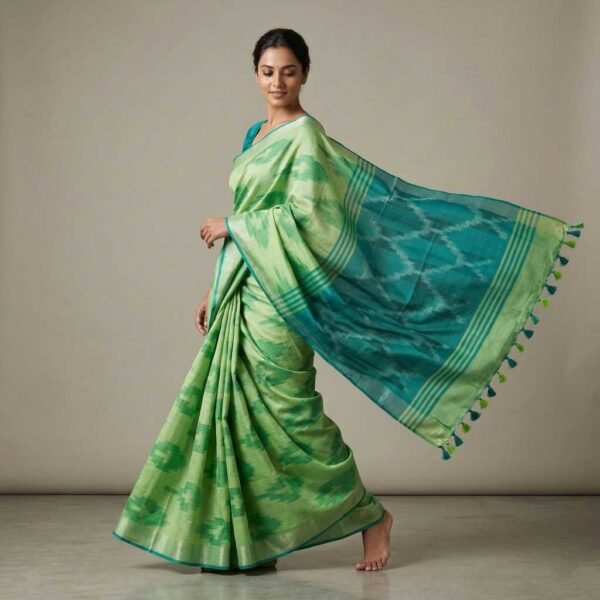 BSOS0044-2(1) leaf green cotton saree