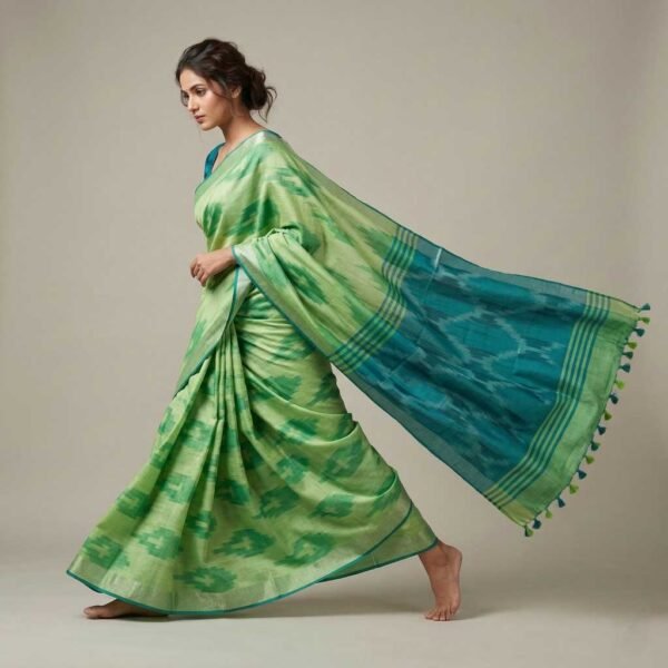 BSOS0044-2(3) leaf green cotton saree