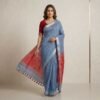 Grey pure cotton saree