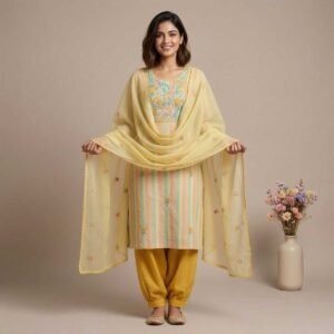 Yellow unstitched suit