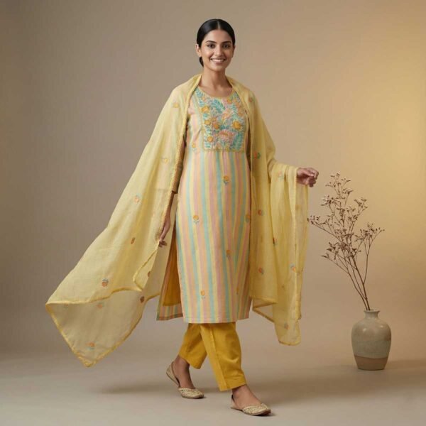 Yellow unstitched suit