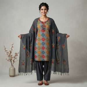 Multicolored unstitched suit