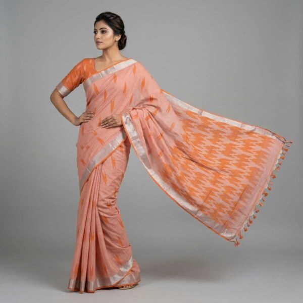 Peach Pure Cotton Saree