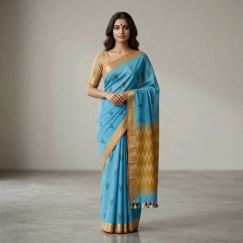 Blue Pure Cotton Saree