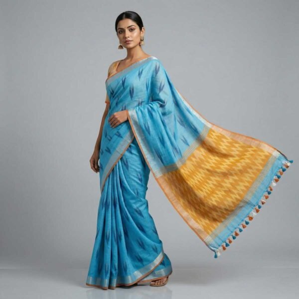 Blue Pure Cotton Saree