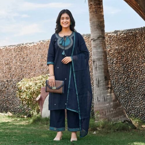 Navy Blue Stitched Suit